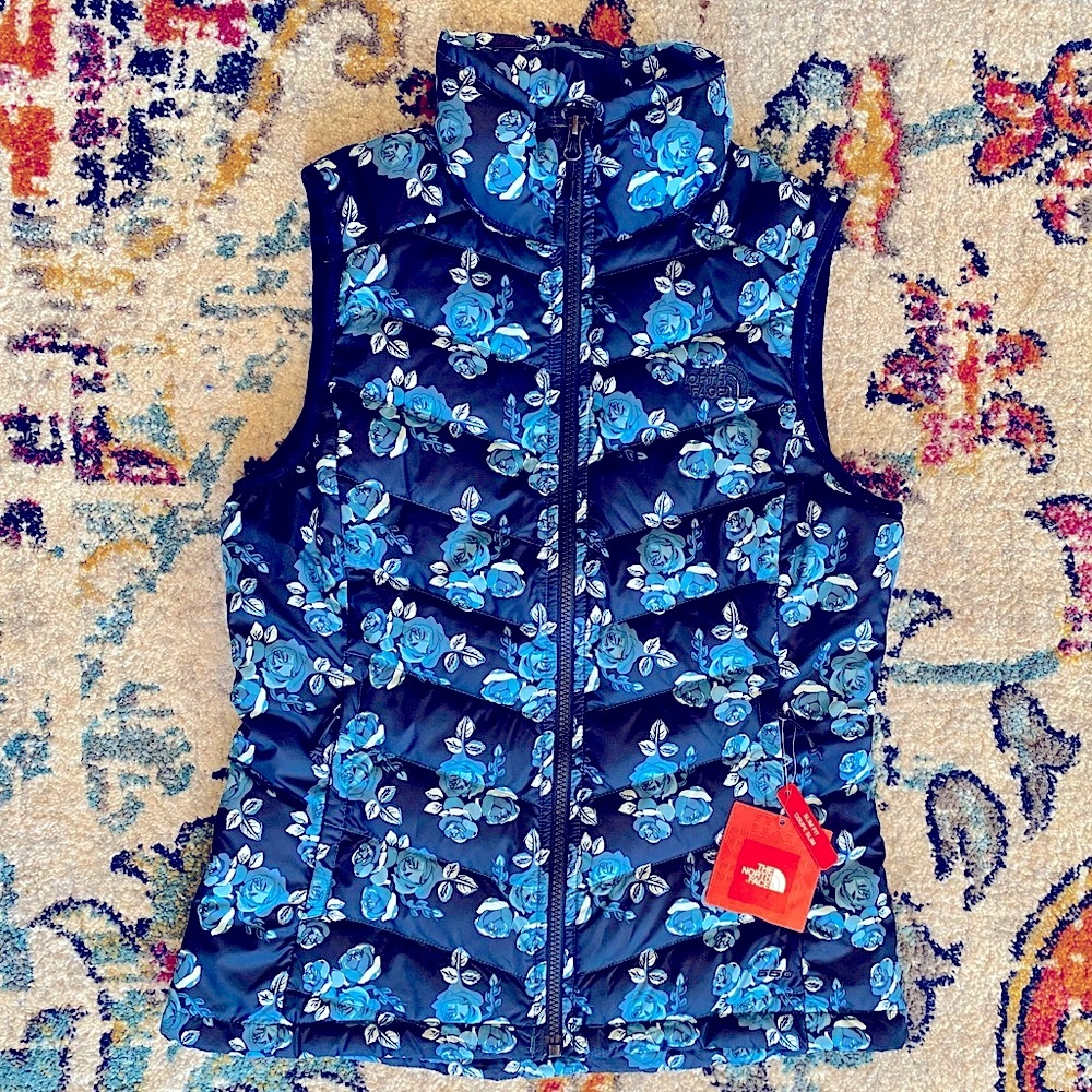 NWT North Face floral puffer vest